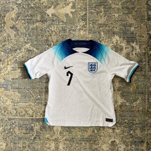 Nike Kids England White and Blue Gradient Soccer Jersey